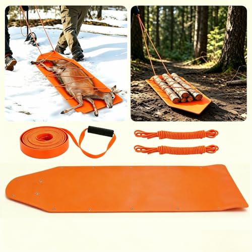Deer Drag Sled Mat Game Hauler with Ropes and Harness for Outdoor Hunting