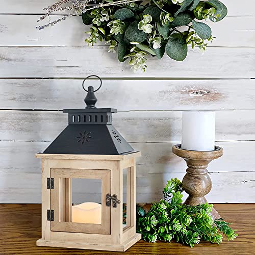 Needomo 13" Wooden Candle Lantern Farmhouse Decor, Large Table Centerpiece Lantern For Home Decor, Indoor Outdoor Hanging Rustic Candle Holders For Shelf Wedding Living Room Thanksgiving Patio #TOP5