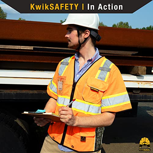 Kwiksafety - Charlotte, Nc - Executive Highwayboss Limited Edition Safety Vest [8 Pockets] Premium Class 3 Ansi Osha High Visibility Reflective Heavy Duty Mesh Construction Gear/Yellow Medium #TOP7