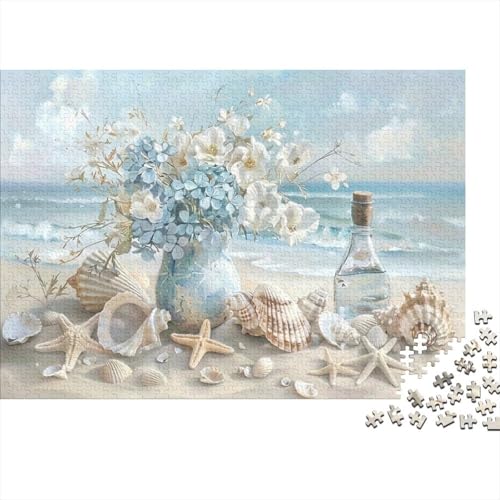 Puzzle de 1000 piezas de playa y jarrón decorativo para relajarse en casa