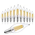 LONIUTO LED Light Bulbs 60 Watt Equivalent, 12 Pack Vintage LED Flame Tip Candelabra Bulb, E12 LED Bulb Dimmable 4000K Daylight, E12 LED Bulb Clear Glass, for Chandeliers, Ceiling Fan, Pendant