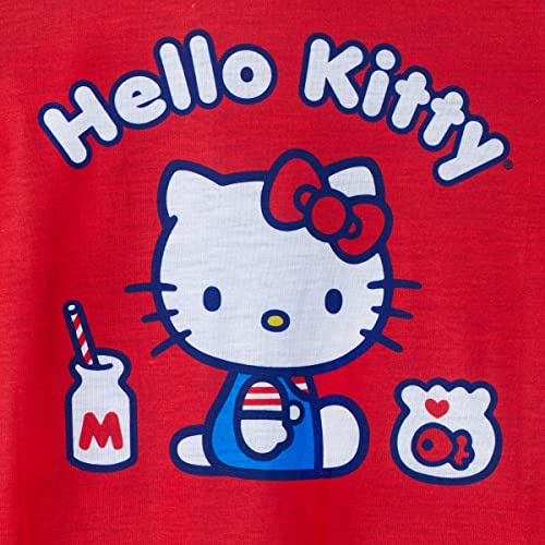 Hello Kitty Girl's Pyjamas Sleep Shirt Sets 4 Piece Sleepwear Pants, Red, 8 #TOP6
