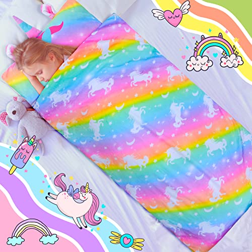 Nap Mat With Removable Pillow For Kids Toddler Girls Unicorn Daycare Preschool Kindergarten Sleeping Bag Slumber Bag Nap Mat (Unicorn, Pink) #TOP2