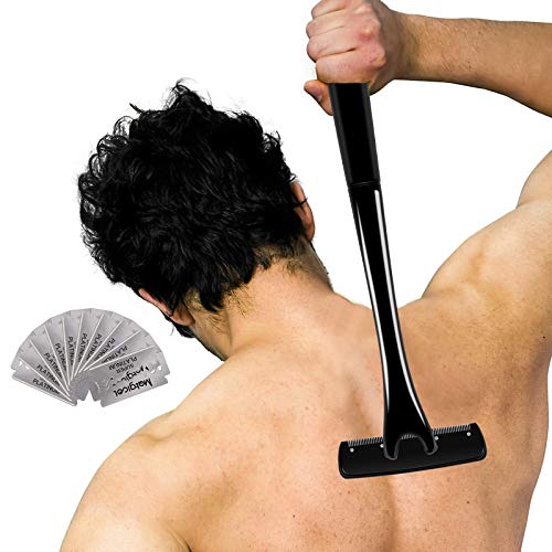Back Hair Shaver for Men with Ergonomic Rubberized Handle Wet or Dry Back Hair Removal Full Body Hair Groomer