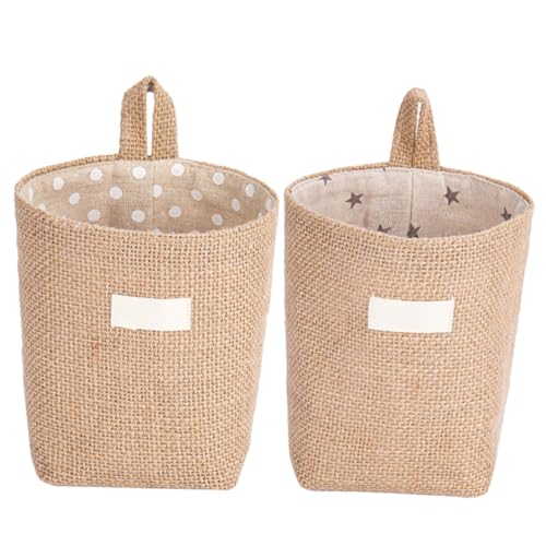 Cabilock 2Pcs Creative Hanging Storage Baskets Soft Organizer for Clothes Sundries Stylish Wall Mounted for Home Office Decor Star Dot Design