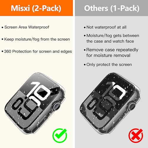Image of Misxi [2 Pack] Waterproof Hard Case with Tempered Glass Compatible with Apple Watch Series 11 (2025) Series 10 46mm, Ultra-Thin Anti-Fall Cover for iWatch Screen Protector, Crystal Transparent