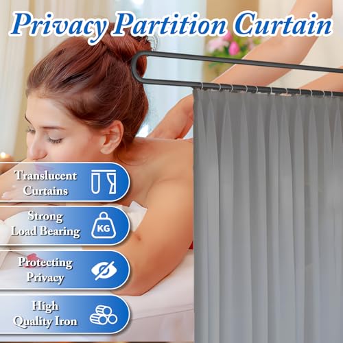 jvsufuik Privacy Partition Curtains, Wall Mounted Privacy Room Divider with Flat Hook U-Shape Hospital Curtains for Fitting Room Beauty Salon Bedroom Hospital(Grey,7.2ft)