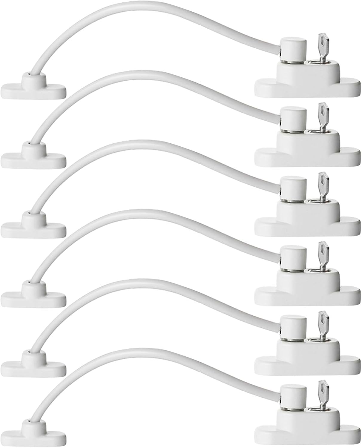 shaojian 6 Pack Window Restrictor Lockable Window Safety Locks with Keys for UPVC Windows, Baby Kids Security Doors Windows Opening Wire Cable Limiter for Home School Office (6)