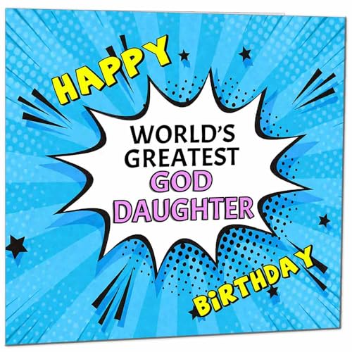 God Daughter Birthday Card - World's Greatest - Comic Book Pop Art Style Birthday Card for God Daughter