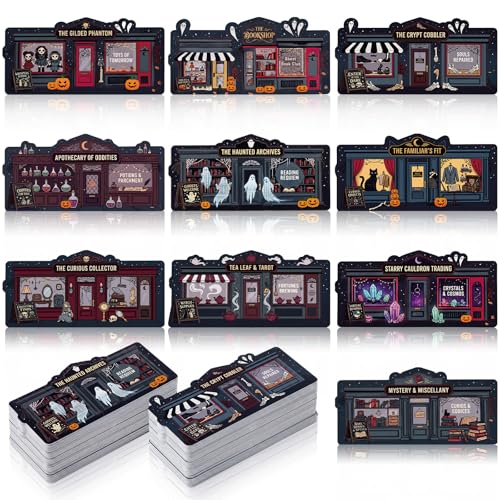 Gersoniel 200 Pcs Halloween Gothic Bookmarks Dark Retro Magic Spooky Haunted Shop Paper Bookmarks with Pumpkin Ghost Witchy for Book Lovers Dark Academia Reading Markers Halloween Party Favors Gifts