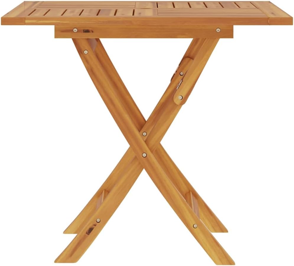 Garden Table Warm Brown Solid Teak Wood Folding Outdoor Patio Table Small Square Bistro Table 33.5 x 33.5 x 29.9 in for Garden and Terrace Use