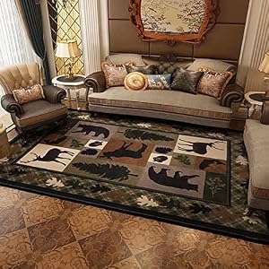 Lodge Native Cabin Style Rustic Area Rug for Living Room Western Country Wildlife Bear Moose Deer Floor Carpet Mat,3'x5' Lodge Native Cabin Style Rustic Area Rug for Living Room Western Country Wildlife Bear Moose Deer Floor Carpet Mat3x5