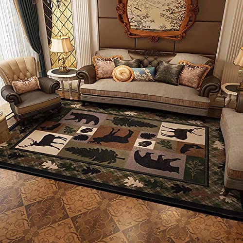 Lodge-Native-Cabin-Style-Rustic-Area-Rug-for-Living-Room-Western-Country-Wildlife-Bear-Moose-Deer-Floor-Carpet-Mat3x5 Lodge Native Cabin Style Rustic Area Rug for Living Room Western Country Wildlife Bear Moose Deer Floor Carpet Mat3x5