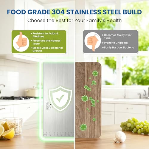 Image of HomeWiz Large Steel Chopping Board for Kitchen - 100% Stainless Steel Cutting Board | Heavy Duty Chopping Board | Non-Porous Hygienic Surface for Vegetables, Meat & Fish, Rust-Resistant | 41 x 31 cm