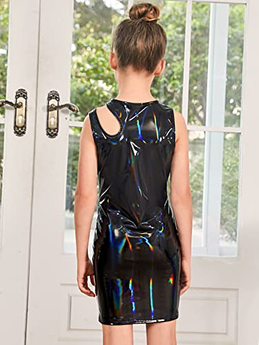 WDIRARA Girl's Cut Out Round Neck Sleeveless PU Leather Bodycon Tank Dress2