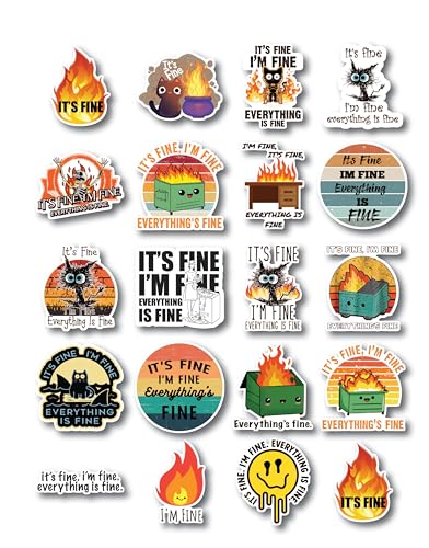 Image of 20 Pack It's Fine I'm Fine Everything is Fine Premium qaulity Vinyl Sticker Decal for Car Truck Laptop Truck Bumper Bike Mirror Window Skateboard Wall Cell (2 inch)