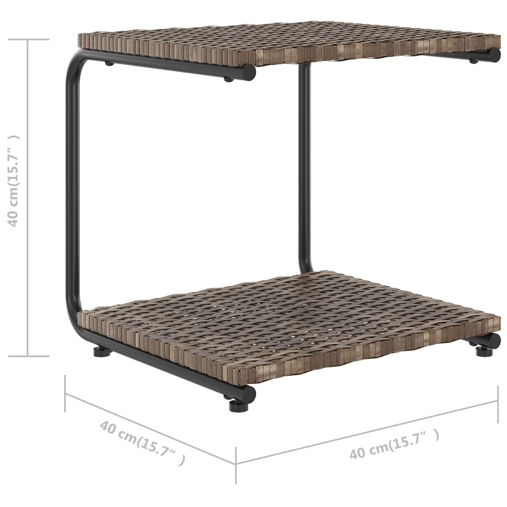 Tumbona para 2 personas de polirratán marrón con cojines, 200 x 132 cm, cama de jardín con mesas auxiliares, cama de exterior para terraza, piscina y balcón, isla de relax para tomar el sol y