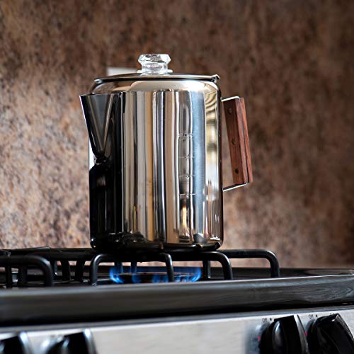 Eurolux Percolator Coffee Maker Pot - 9 Cups | Durable Stainless Steel Material | Brew Coffee On Fire, Grill or Stovetop | No Electricity, No Bad Plastic Taste | Ideal for Home, Camping & Travel - Thumbnail 2