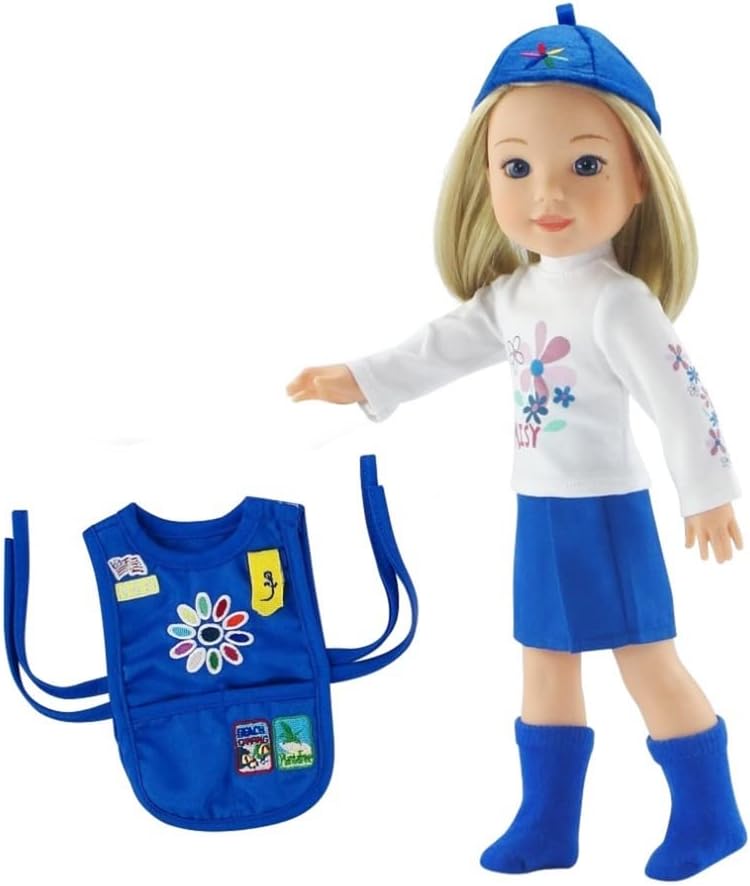 Emily Rose 14 Inch Doll Girl Scout Daisy Uniform 5-PC Playset | Officially Licensed by Girl Scouts of The USA | American Brand - Gift Boxed | Doll NOT Included | Fits Glitter Girls Dolls