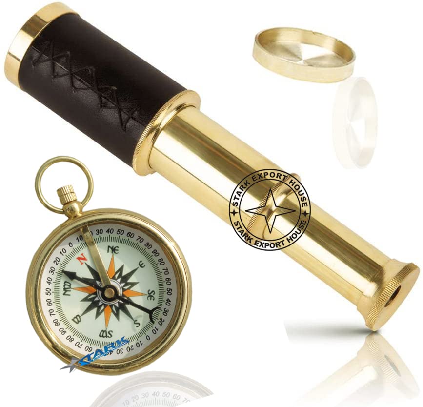 Brass Sundial Round Compass Directional Compass 2.5 Inch with 7 inch Telescope-image-35