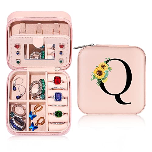 Parima Jewelry Organizer Box, Small Jewelry Box for Women Girls Initial Q Travel Jewelry Case Small Jewelry Box Jewelry Travel Case Jewelry Box Organizer Mini Travel Jewelry Case Travel Jewelry Box