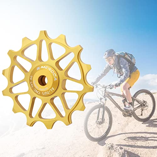Almencla 12T/14T Rear Derailleur Pulley Aluminum Alloy Jockey Wheel Ceramic Guide Pulley Bike Guide Roller Wheel Bike, Mountain Bike, Mtb, Bmx , 14T Gold #TOP1