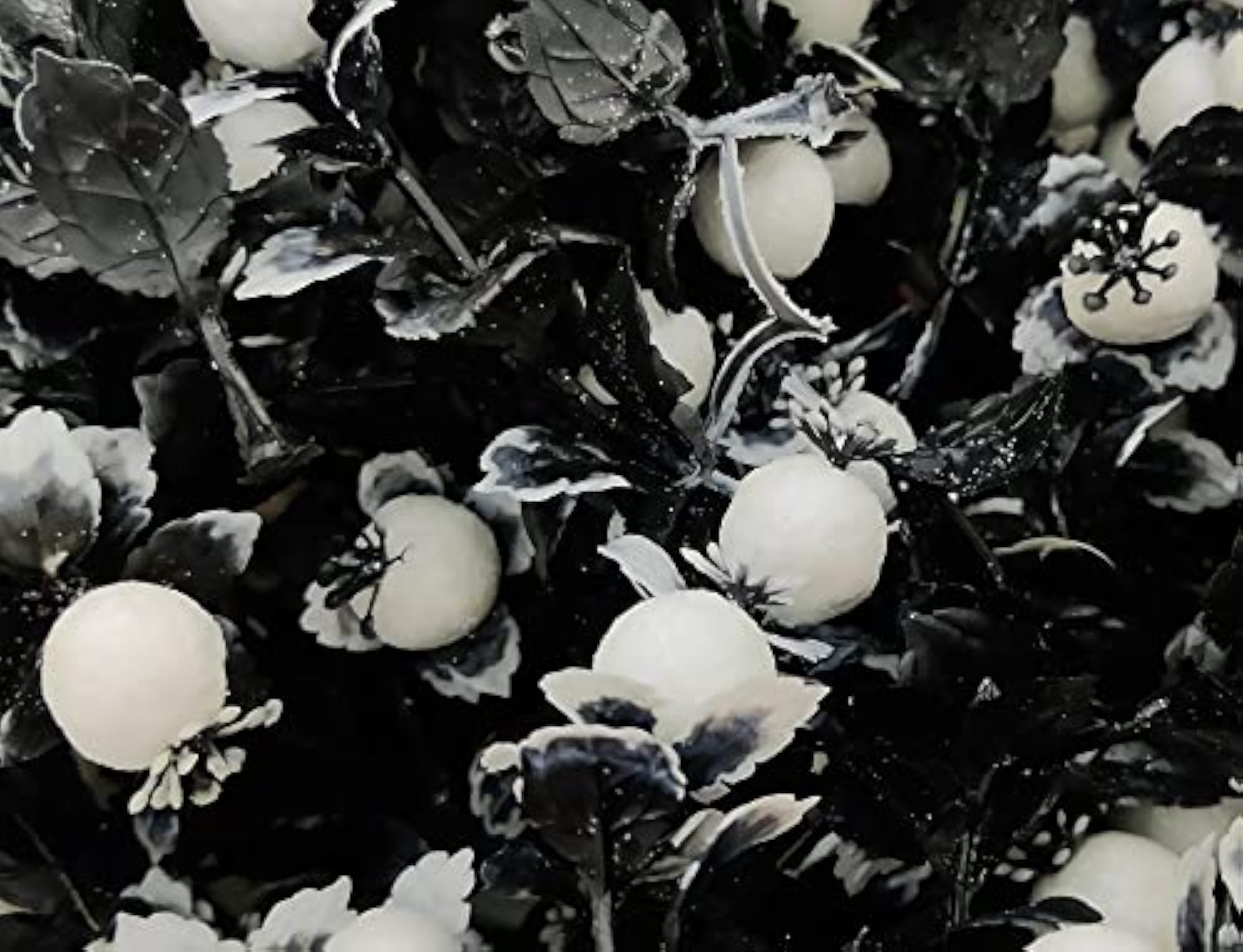 Artificial Mini Plastic Black Tree with White Cherry Flowers