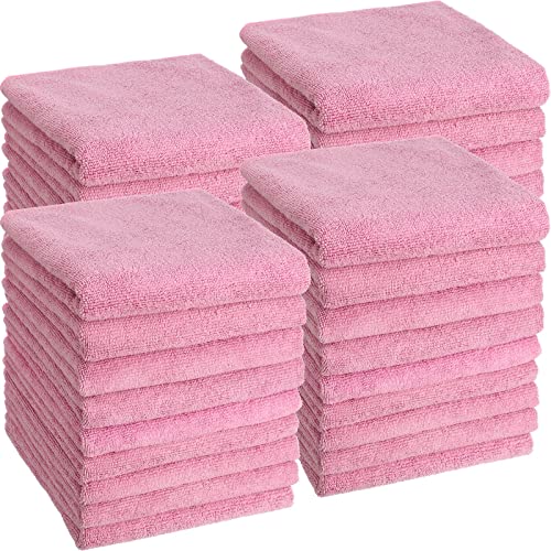 Panelee 36 Packs of Bleach Proof Towels Microfiber Absorbent Salon Towels Bleach Resistant Salon Hand Towels for Gym, Bath, Spa, Shaving, Shampoo, Home Hair Drying, 16 x 28 Inches (Pink)