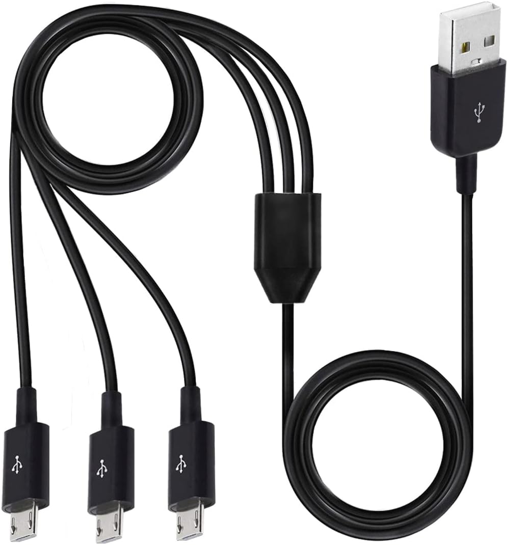 Herfair Micro USB Splitter Cable 3FT, 1 to 3 USB-A to Multiple USBMicro Extender Cord, Support Fast Charging & Data Sync Compatible with Galaxy S7/S6/S5, Speakers, Controllers, More