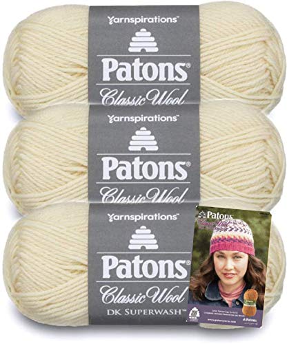 Patons classic wool dk superwash yarn - gauge 3 light - 100% wool…