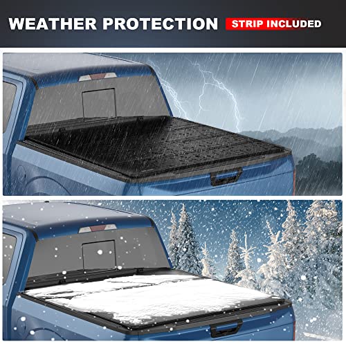 Polemotor Hard Low Profile Quad Truck Bed Tonneau Cover Compatible With 2015-2023 Ford F150 Fleetside 5'5" Bed (66") (Excl. Raptor Series) #TOP3