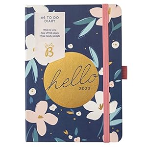 Busy B A6 To Do Diary January to December 2023 – Navy Floral – Week to View Diary with Notes, Tear-Out Lists & Pockets
