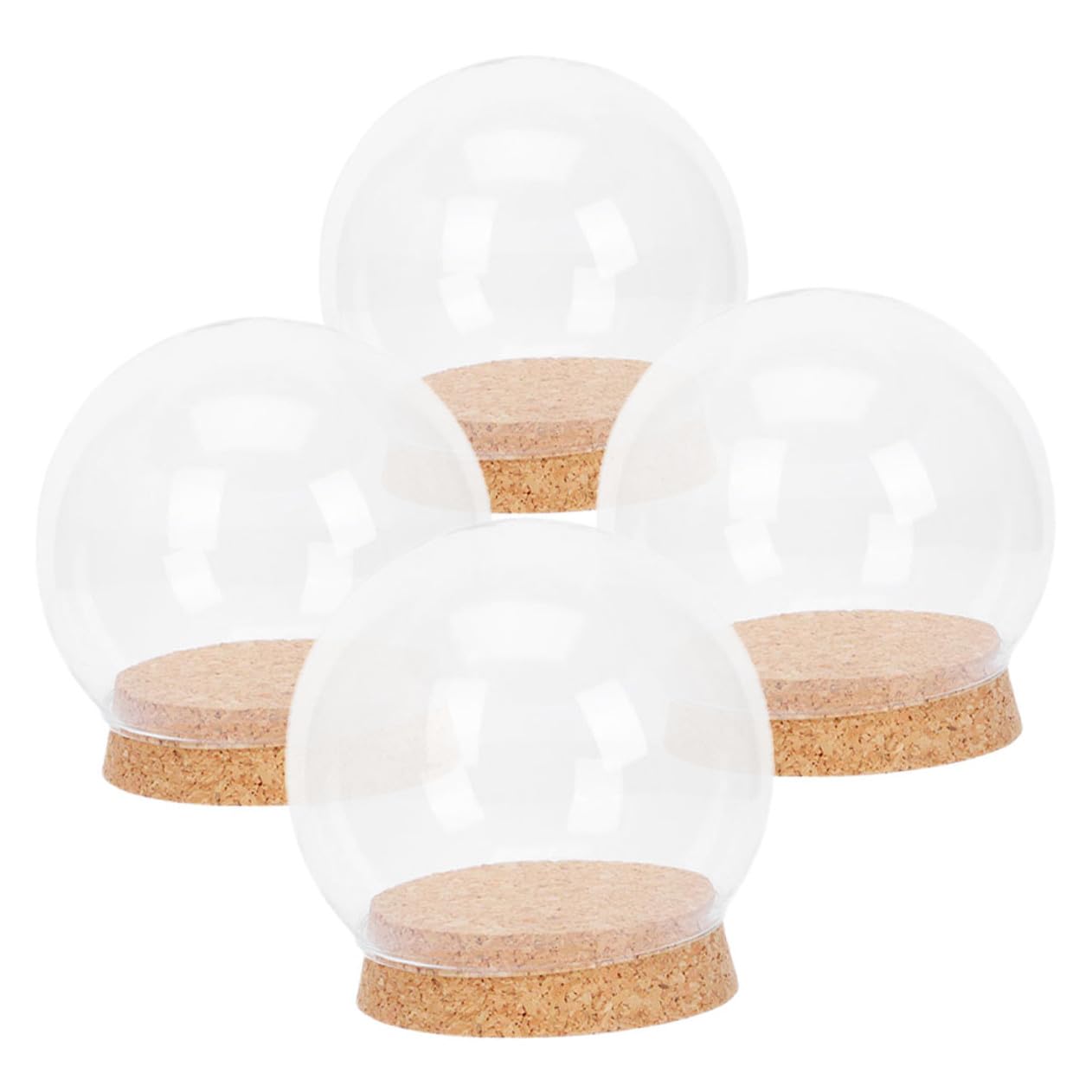 Dômes en verre transparents Ø13 cm avec bouchon en liège VALICLUD pour fleurs | Lot de 4