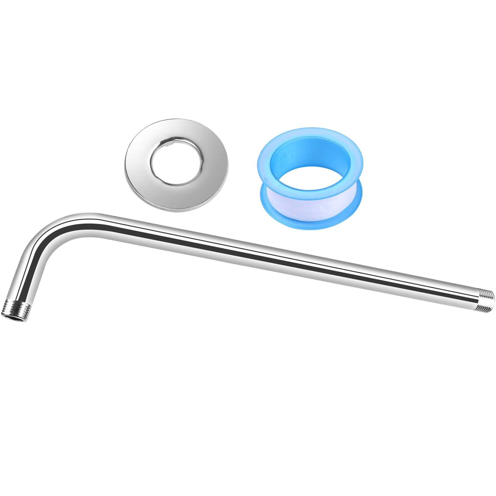 Wall Mounted Metal Black Rainfall Shower Head Extension Arm Stainless Steel Square/Round Pipe 30/40cm for Use in Bathroom(Round Sliver,40cm)