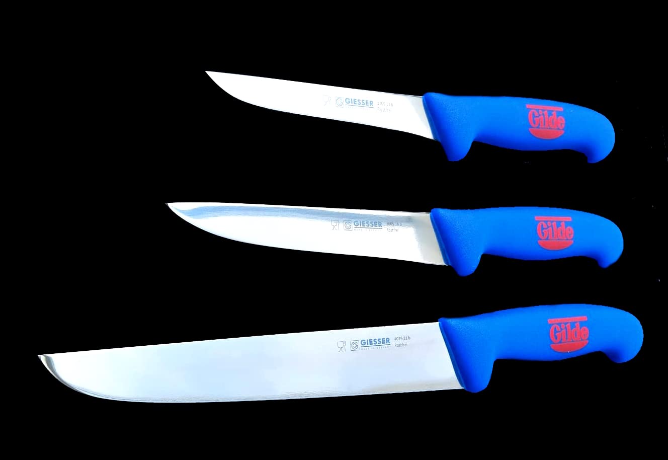 Gilde Messerset Metzgermesser – 3-teiliges Set mit Stechmesser, Ausbeinmesser und Blockmesser