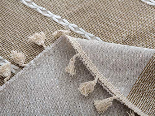 Nappe coton lavable à rayures café pour protéger et décorer la table