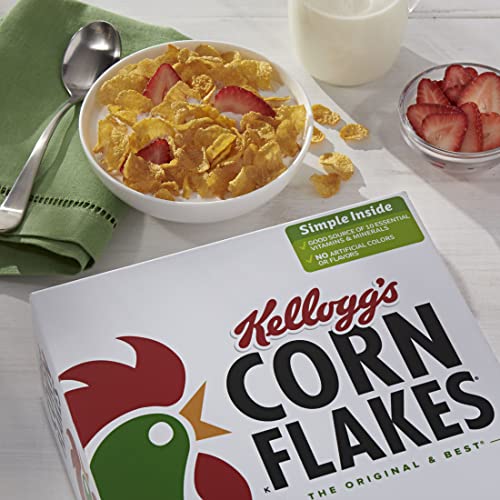 Corn Flakes Cold Breakfast Cereal, 8 Vitamins And Minerals, Healthy Snacks, Family Size, Original (4 Boxes) #TOP3