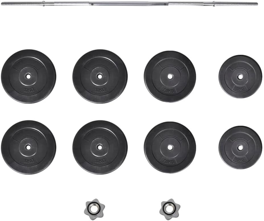 vidaXL Barbell, Dumbbell for Home Gym Weightlifting Strength Training, Free Weight for Women Men Workout Fitness, Weight Plate, 132.3 lb