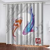 Cortinas Salon Opacas Impresión Patrón De Impresión De Peces Koi 3D, Cortinas Habitacion Niño Con Ojales 2 Paneles, Cortinas Termicas Aislantes Frio Y Calor Dormitorio Cocina Decoración De La Ven