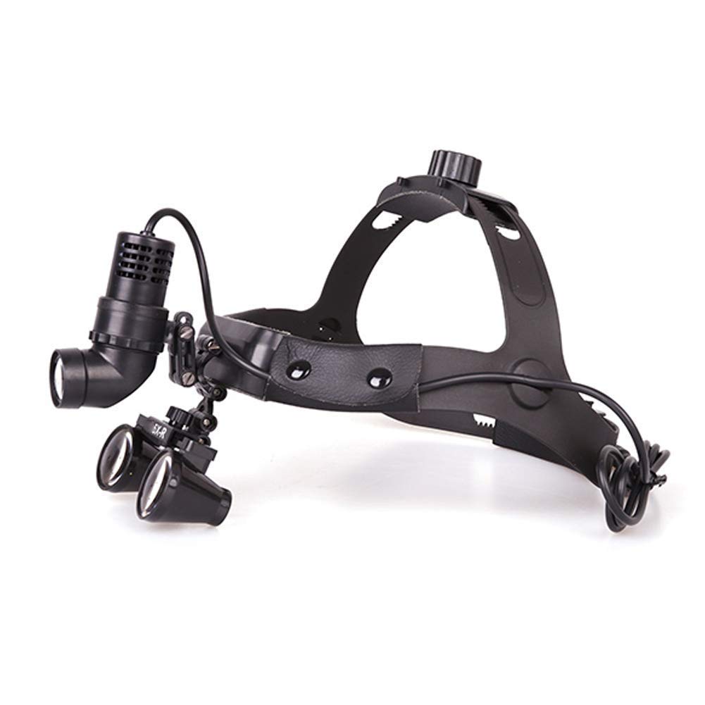 Zahnarztlupe, Chirurgische Lupenbrille, 2,5-Fache Vergrößerung, 3-Watt-Led-Op-Scheinwerfer, Leder-Kopfband Mit Beleuchtung