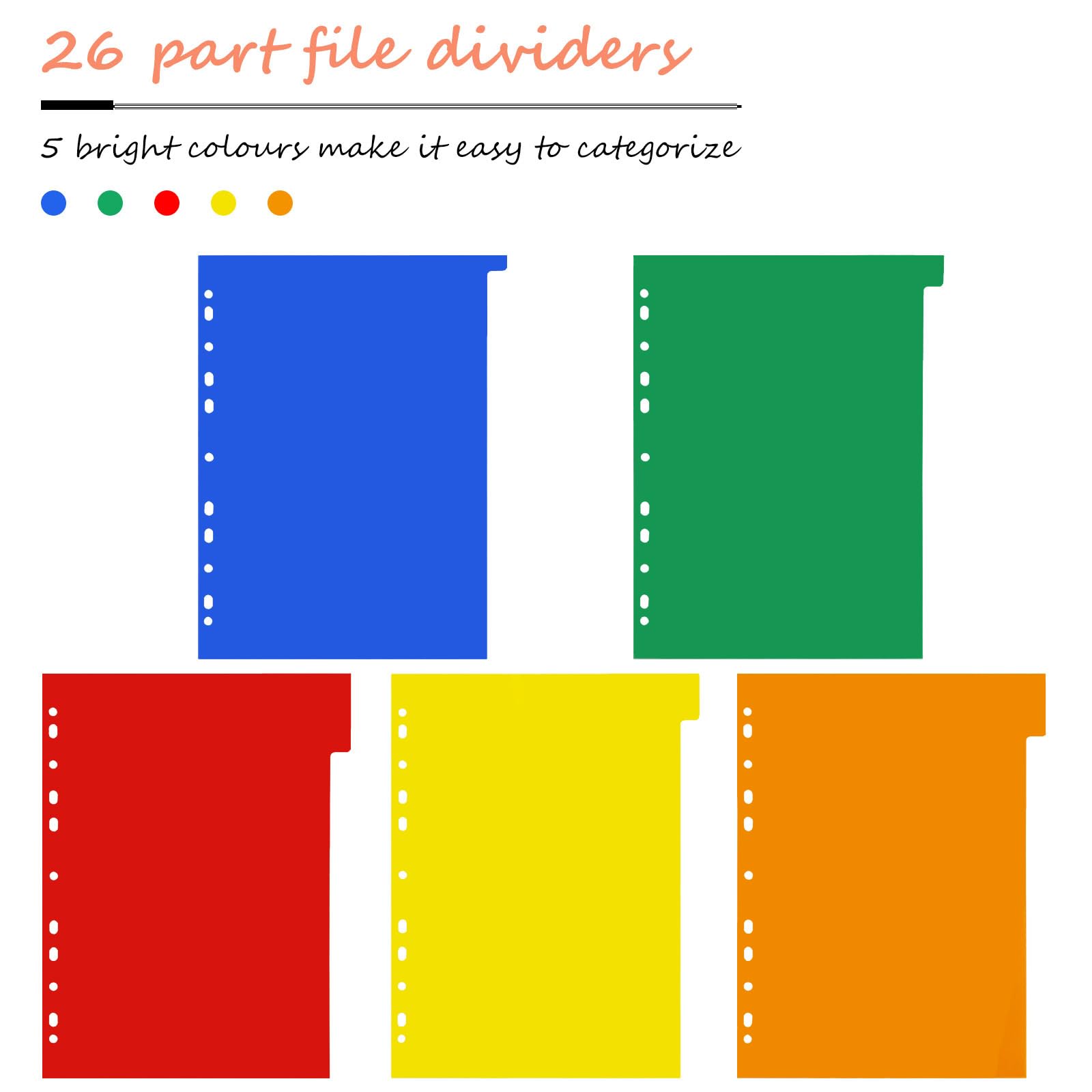 GUOKOFF A4 File Dividers, 26 Part Folder Dividers, A-Z Index Dividers, 5 Pack Plastic Binder Dividers with Multi Hole Punched - Image 3