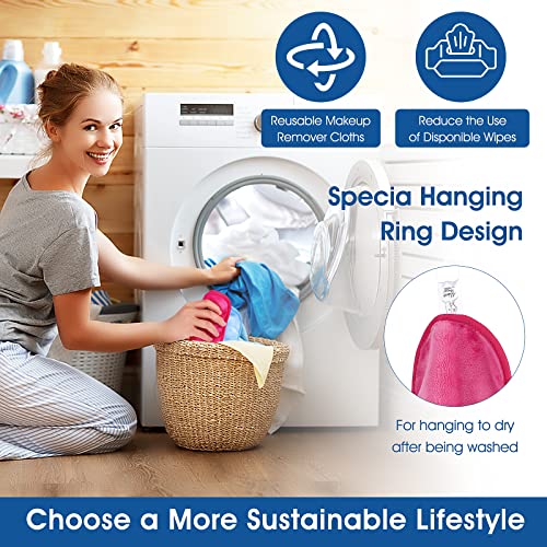 Sibba 4 PCS Makeup Cloth Remover Reusable Soft Microfiber Face Washing Pads Wash Body Facial Make-Up Towels Washcloths Cleansing Wipe Out Daily Travel Eye Skincare Remove Cosmetic Rags - Image 8