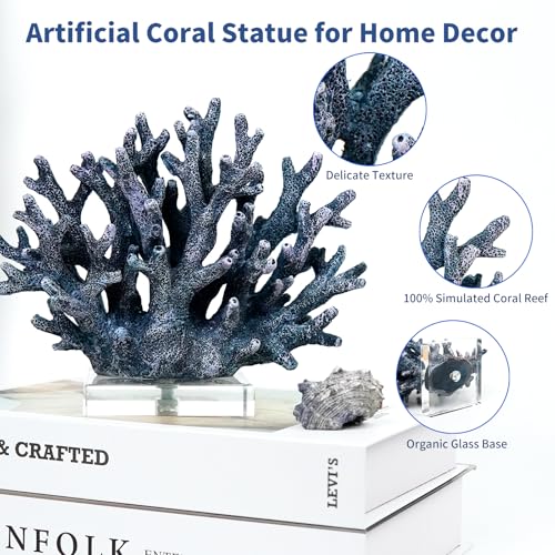 Estatua decorativa de coral artificial para hogar 7.5" x 6.3" miniatura 3