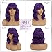 Mxayhnajxl Dark Purple Wigs with Bangs for Women 14 Inch Short Wavy Bob Wigs Synthetic Bob Wig Curly Wig Heat Resistant Colorful Wavy Wig Cosplay Wigs For Daily Party Halloween