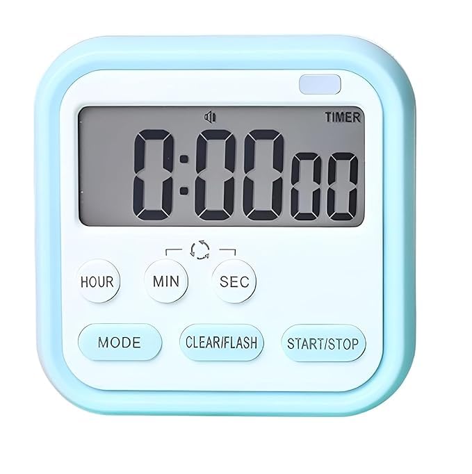 SMTPTL Digital Kitchen Timer & Stopwatch, Countdown Large Digits, Loud Alarm, Magnetic Stand for Cooking | Baking | Kids Study Teacher Shower Oven Back Stand Hanging Hole (Blue)