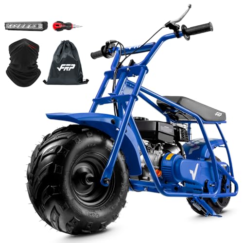 Image of FRP Mini Dirt Bike GMB100, 99 CC Gas Powered 4 Stroke 3HP, Off Road Mini Bikes for Kids and Adult, Trail Bike Up to 28 Mph, Weight Support Up to 220 LBS (Blue)