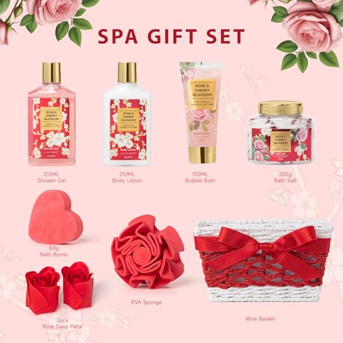 Christmas Gifts for Women - 9 Pcs Rose Bath and Body Gift Basket Set for Women, Spa Gift Set with Shower Gel | Pampering Gifts for Valentine's, Birthday, Mothers Day Gifts for Mom, Gift Sets for Her - Image 3