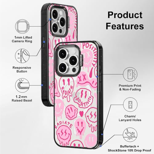 MOSNOVO for iPhone 15 Pro Case, Fit for MagSafe, Military-Grade Drop Protection, Shockproof Bumper, Cute Women Girl Magnetic Phone Case for iPhone 15 Pro, Pink Dripping Smiles/Black by MOSNOVO - Used condition - Image 7