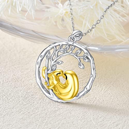 enjoylifecreative Dinosaur Dragon Sloth Panda Necklace for Women Girls Sterling Silver Animal Mother and Daughter Pendant Necklace Birthday Mothers Day Jewellery Gifts for Mum Daughter