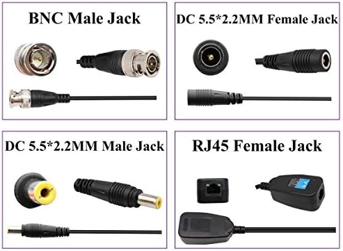 AAOTOKK Video Balun RJ45 to BNC Transceiver Transmitter HD-CVI/TVI/AHD/CVBS with Power Connector for 1080P 3MP 4MP 5MP 8MP CCTV Security DVR Surveillance Camera System (4Pairs)